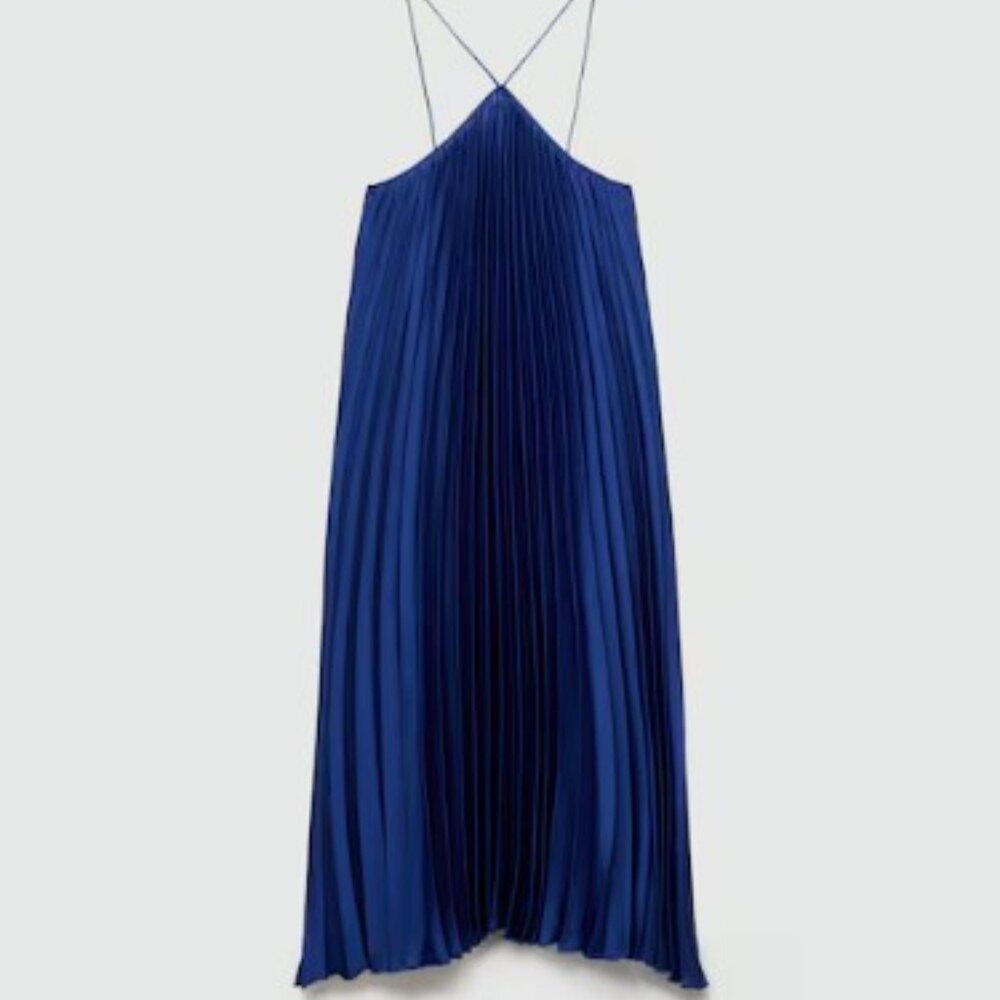 Mango Pleated halter neck dress - Size Medium - Picture 6 of 8